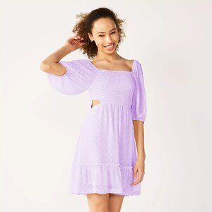 Juniors' Live To Be Spoiled Short Sleeve Smocked Skater Dress (Large)
